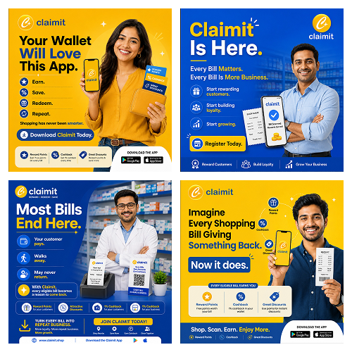 ClaimIt social media creative templates for customers and merchants