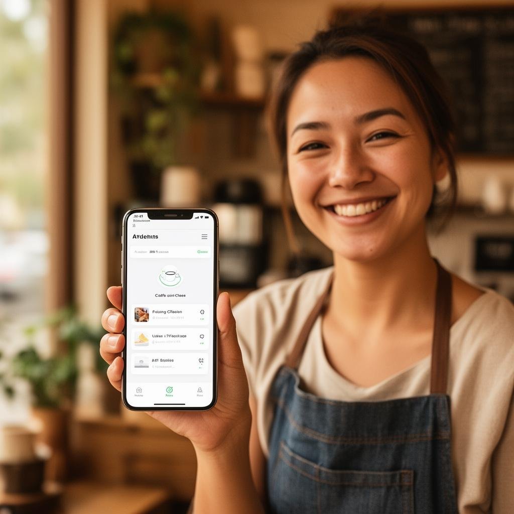 Small business owner using a mobile app built by Appy Design